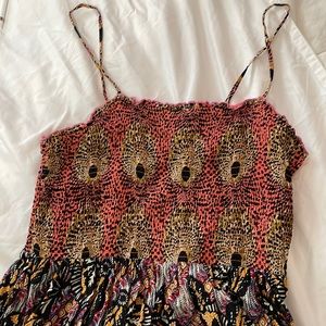 Anthropologie Jamila smocked Cotton Midi Dress size Medium M Boho